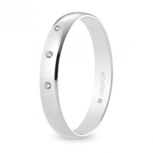 Alianza de boda oro blanco y diamantes media caña 3,5 mm (B35RP3D)