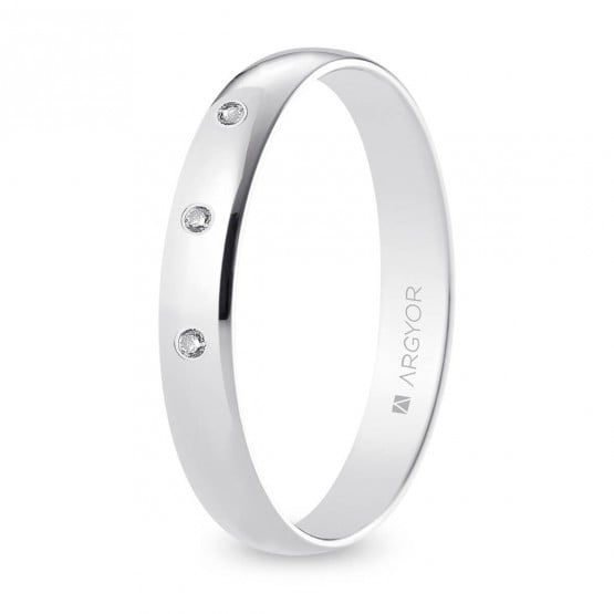 Alianza de boda oro blanco y diamantes media caña 3,5 mm (B35RP3D)