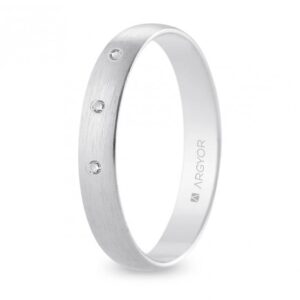 Alianza de boda oro blanco y diamantes media caña 3,5 mm satinada (B35RS3D)