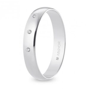 Alianza de boda oro blanco y diamantes media caña 4 mm (B40RP3D)