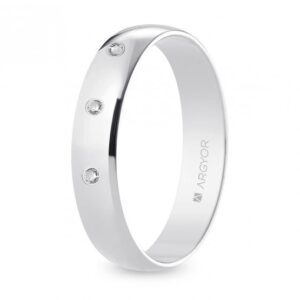 Alianza de boda oro blanco y diamantes media caña 4,5 mm (B45RP3D)