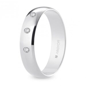 Alianza de boda oro blanco y diamantes media caña 5 mm (B50RP3D)