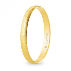 Alianza de boda oro media caña 2,5 mm acabado hielo (A25RH00)