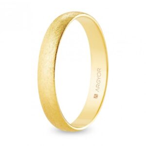 Alianza de boda oro media caña 3,5 mm acabado hielo (A35RH00)