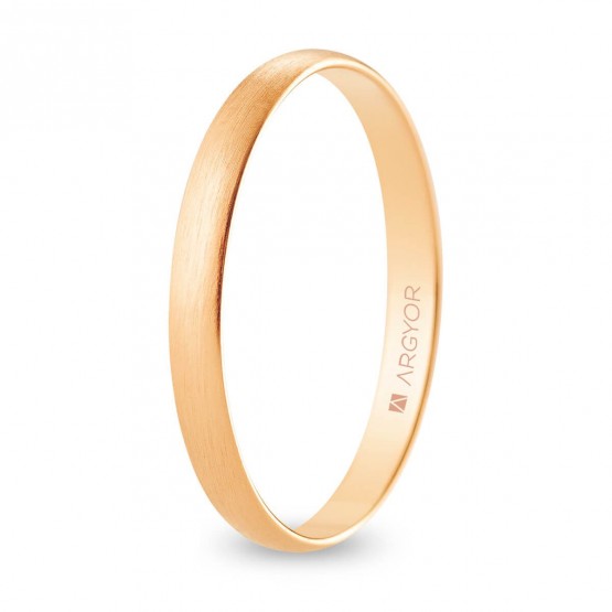 Alianza de boda oro rosa media caña 2,5 mm satinada (R25RS00)