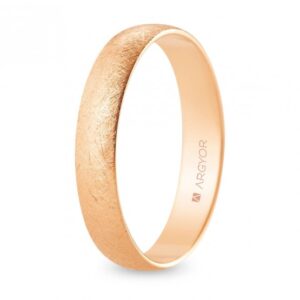 Alianza de boda oro rosa media caña 4 mm acabado hielo (R40RH00)