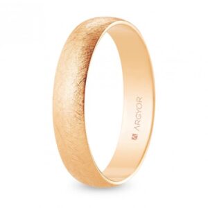 Alianza de boda oro rosa media caña 4,5 mm acabado hielo (R45RH00)