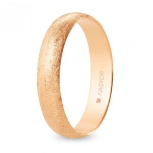 Alianza de boda oro rosa media caña 4,5 mm confort acabado hielo (R45CH00)