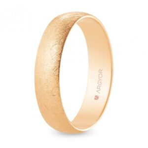 Alianza de boda oro rosa media caña 5 mm acabado hielo (R50RH00)
