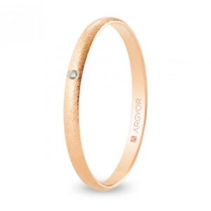 Alianza de boda oro rosa y diamante media caña 2 mm acabado hielo (R20RH1D)
