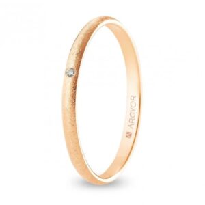 Alianza de boda oro rosa y diamante media caña 2 mm confort acabado hielo (R20CH1D)