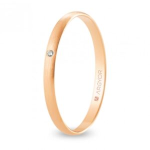 Alianza de boda oro rosa y diamante media caña 2 mm satinada (R20RS1D)