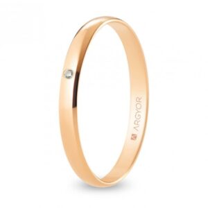Alianza de boda oro rosa y diamante media caña 2,5 mm (R25RP1D)