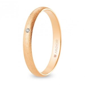 Alianza de boda oro rosa y diamante media caña 3 mm confort acabado hielo (R30CH1D)
