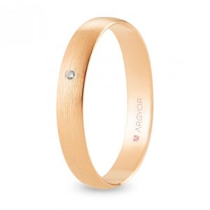 Alianza de boda oro rosa y diamante media caña 3 mm satinada (R30RS1D)