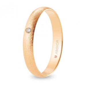 Alianza de boda oro rosa y diamante media caña 3,5 mm confort acabado hielo (R35CH1D)