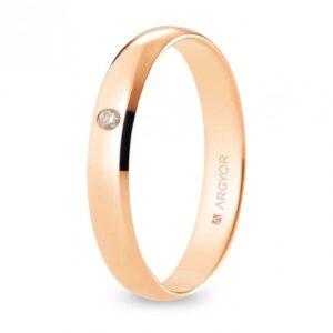 Alianza de boda oro rosa y diamante media caña 3,5 mm confort (R35CP1D)