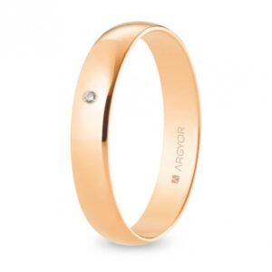 Alianza de boda oro rosa y diamante media caña 4 mm (R40RP1D)