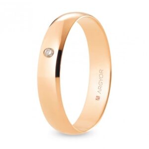 Alianza de boda oro rosa y diamante media caña 4,5 mm confort (R45CP1D)