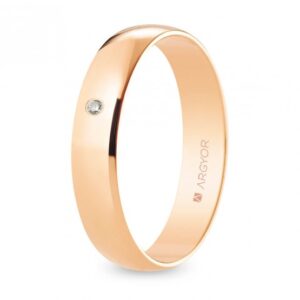 Alianza de boda oro rosa y diamante media caña 4,5 mm (R45RP1D)