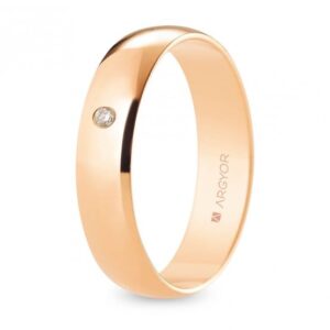 Alianza de boda oro rosa y diamante media caña 5 mm (R50RP1D)