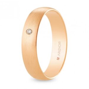 Alianza de boda oro rosa y diamante media caña 5 mm satinada (R50RS1D)