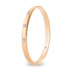 Alianza de boda oro rosa y diamantes media caña 2 mm acabado hielo (R20RH3D)