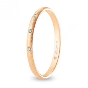 Alianza de boda oro rosa y diamantes media caña 2 mm confort acabado hielo (R20CH3D)