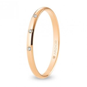 Alianza de boda oro rosa y diamantes media caña 2 mm confort (R20CP3D)