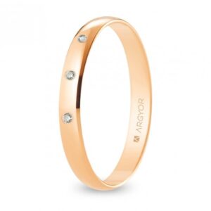 Alianza de boda oro rosa y diamantes media caña 2 mm (R20RP3D)