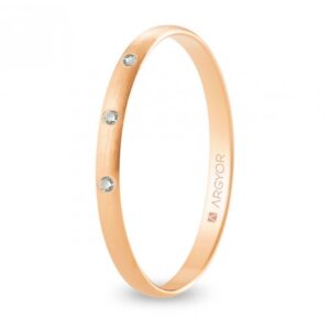 Alianza de boda oro rosa y diamantes media caña 2 mm satinada (R20RS3D)