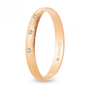 Alianza de boda oro rosa y diamantes media caña 3 mm acabado hielo (R30RH3D)