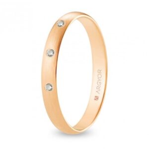 Alianza de boda oro rosa y diamantes media caña 3 mm confort satinada (R30CS3D)
