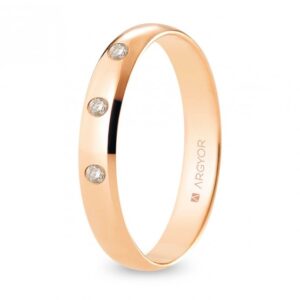 Alianza de boda oro rosa y diamantes media caña 3,5 mm confort (R35CP3D)
