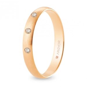 Alianza de boda oro rosa y diamantes media caña 3,5 mm confort satinada (R35CS3D)