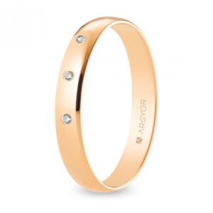 Alianza de boda oro rosa y diamantes media caña 3,5 mm (R35RP3D)