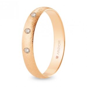 Alianza de boda oro rosa y diamantes media caña 4 mm confort acabado hielo (R40CH3D)