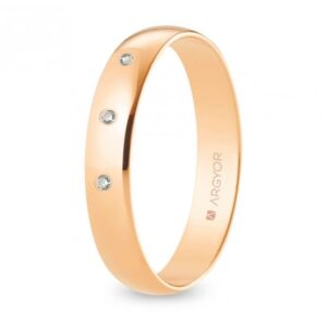 Alianza de boda oro rosa y diamantes media caña 4 mm (R40RP3D)