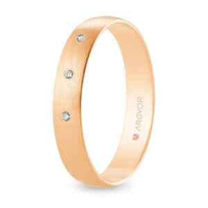 Alianza de boda oro rosa y diamantes media caña 4 mm satinada (R40RS3D)