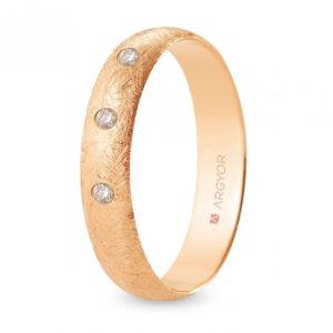 Alianza de boda oro rosa y diamantes media caña 4,5 mm confort acabado hielo (R45CH3D)