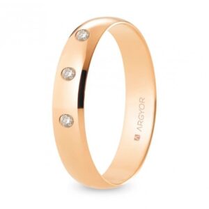 Alianza de boda oro rosa y diamantes media caña 4,5 mm confort (R45CP3D)