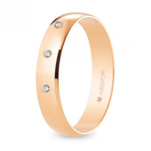 Alianza de boda oro rosa y diamantes media caña 4,5 mm (R45RP3D)
