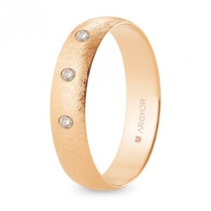 Alianza de boda oro rosa y diamantes media caña 5 mm confort acabado hielo (R50CH3D)