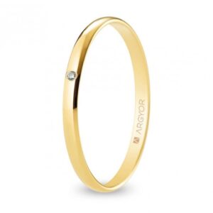 Alianza de boda oro y diamante media caña 2 mm (A20RP1D)