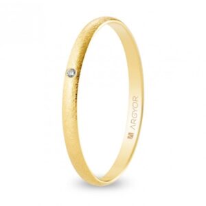 Alianza de boda oro y diamante media caña 2 mm acabado hielo (A20RH1D)