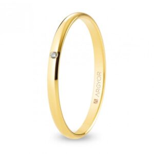Alianza de boda oro y diamante media caña 2 mm confort (A20CP1D)