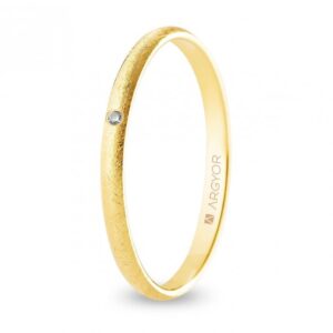 Alianza de boda oro y diamante media caña 2 mm confort acabado hielo (A20CH1D)
