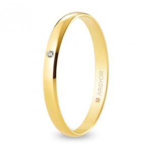 Alianza de boda oro y diamante media caña 2,5 mm (A25RP1D)