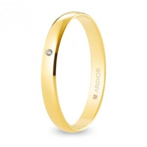 Alianza de boda oro y diamante media caña 3 mm (A30RP1D)