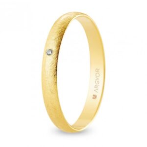 Alianza de boda oro y diamante media caña 3 mm acabado hielo (A30RH1D)